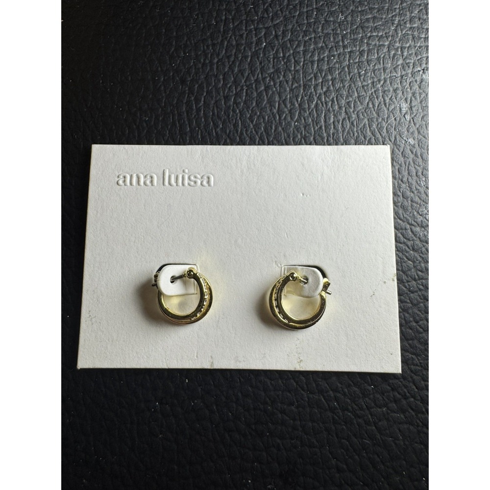 NEW Ana Luisa Toda Mini Double Hoop CZ Earrings 14K Gold Plating Hypoallergenic